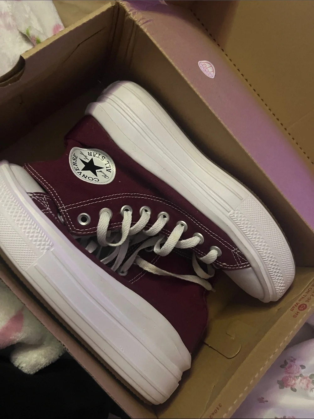 Converse Platform High Top Sneakers - Maroon and White